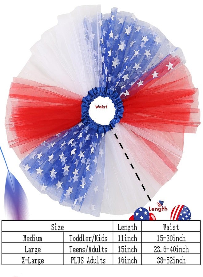 WINROLA 4th of July Girls Tutu Red Blue and White USA Patriotic Costume Independence Day American US Flag Tutu (US, Alpha, Large, Regular, Blue White red 2) - Image 2